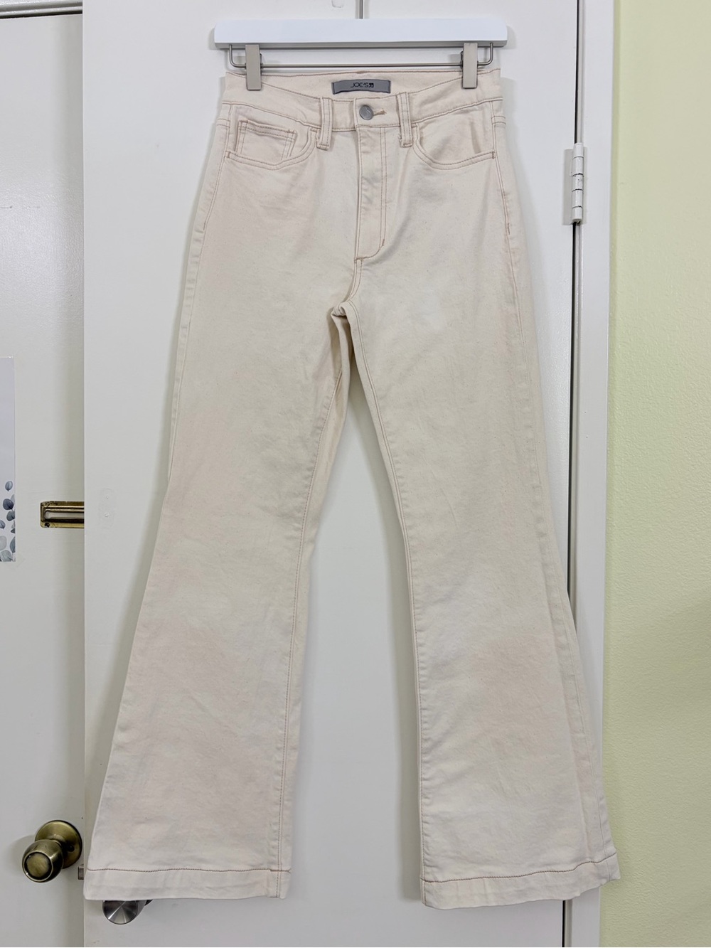 Joe’s Jeans High Rise Wide Leg Jeans Ecru Cream Stretch Denim Size 26 Boho